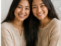 Two adult sisters, side by side